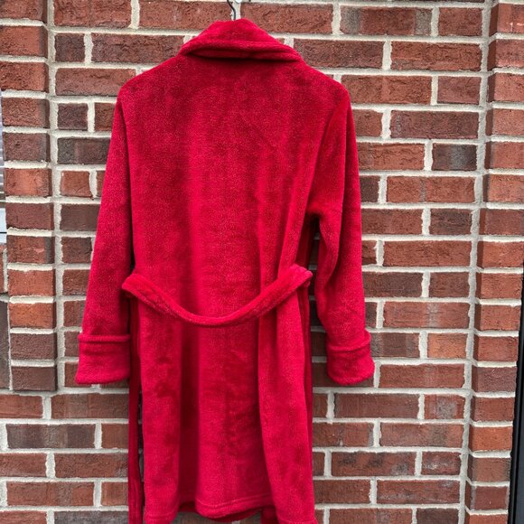 Blu Chic Lounge Robe Plush Red One Size Cozy Soft Pockets - Picture 2 of 9
